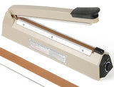 Yeler 12 Inch Impulse Heat Sealer - Manual Poly Bag Sealer Machine for Plastic PE PP Bags - Extra Replace Element Grip (Beige)