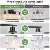 Indoi 4-Light Bathroom Light Fixtures, Matte Black Modern Vanity Lights with Clear Glass Shades, Bathroom Wall Lamp for Mirror Living Room Cabinet Bedroom Porch