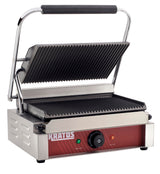 Kratos Commercial Electric Panini Sandwich Grill with Grooved Plates, 14" x 9" Cooking Surface, Commercial Countertop Panini Press, 120V, 1750W (29Y-020)