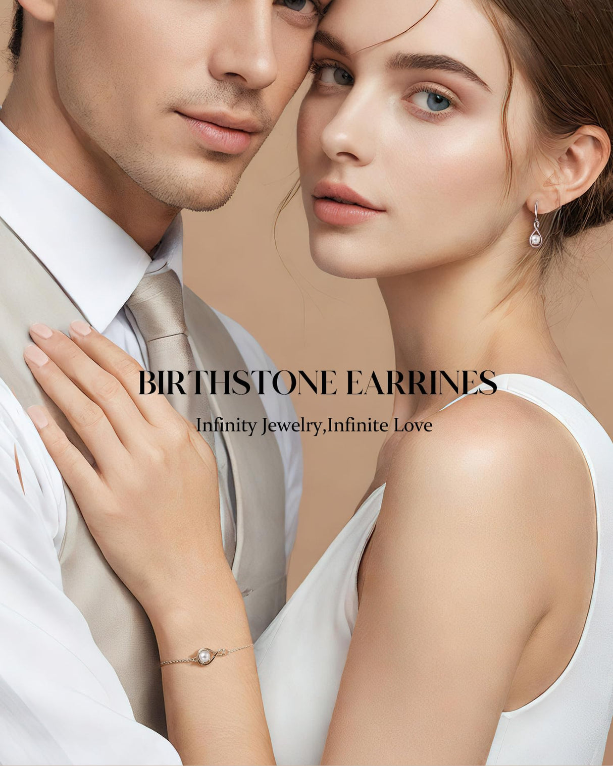 FANCIME White Pearl Dangle Drop Earrings 925 Sterling Silver Dainty Infinity June Birthstone Earring Fine Jewelry Birthday Mothers Day Gifts for Mom Her Women