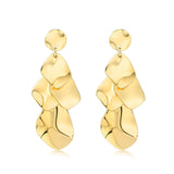 Sylph 18K Gold Plated Dangle Earrings for Women, Bohemian Chandelier Earring Stud, Lightweight Teardrop Hammered Drop Earrings Boho Jewelry for Party