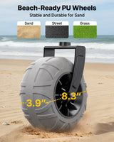 Beach Wagon with Big Wheels for Sand, 260L Capacity, Heavy Duty All-Terrain Folding Wagon with Expandable Rear, Durable Carbon Steel Frame & Big 8.3" Wheels for Beach, Outdoor & Camping Activities