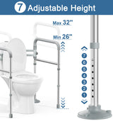 HOMLAND Toilet Safety Rails for Seniors, FSA HSA Eligible Adjustable Height & Width 350lb Toilet Handles for Elderly and Disabled, Foldable Toilet Safety Frame, Fit Any Toilet