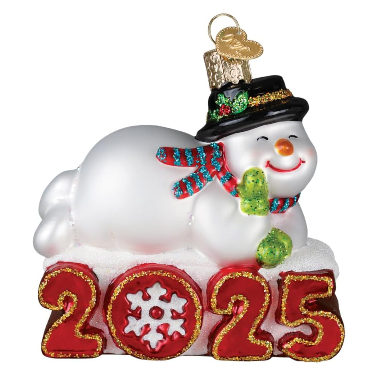 Old World Christmas 2025 Snowman Glass Blown Ornament for Christmas Tree, Handcrafted Holiday Decoration, Snowman Collection