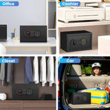 Small Safe for Home, 6.69"H Safe Box with Fireproof Waterproof Bag for College Dorm Room, Money Safe with Alarm System, Sensor LED Light, Wall/Floor Mountable, Hidden Safes for Cash, Jewelry, Medicine