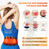 CUEHEAT Heated Waist Belt, Cordless Heating Pad for Low Back, Electrical Heating and Massage, Rechargeable Battery Powered (Black Upgraded,49 inches)