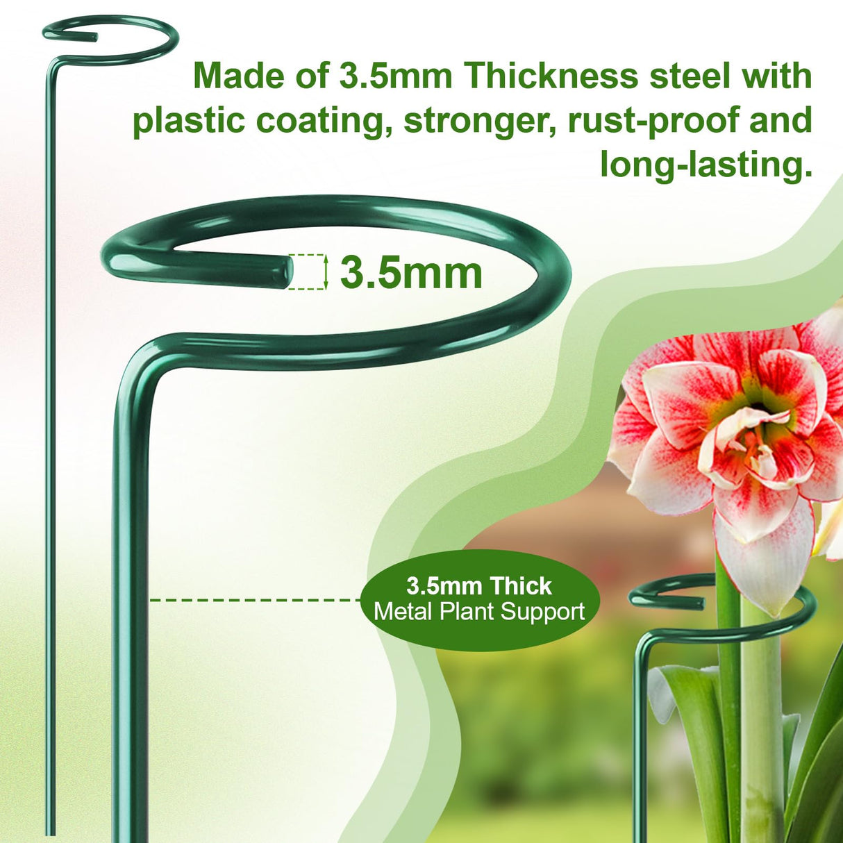 Fabulas 24 Pack Plant Support Stakes, 16 Inch Metal Garden Plant Stakes Single Stem Support Rings for Indoor Outdoor Amaryllis, Flowers Orchid, Lily, Peony, Rose, Tomato, Monstera, Narcissus