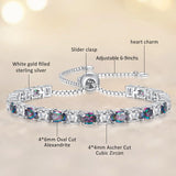 ETERMBOL Birthstone Tennis Bracelets for Women Alexandrite Bracelets for Women White Gold Bracelets June Birthstone 925 Sterling Silver Adjustable Chain 6-9 Inchs Jewelry Anniversary Birthday Gifts for Women Mom Wife Her