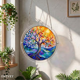 Acrylic Jigsaw Puzzle Suncatcher - Vivid Tree Acrylic Puzzle Window Hanging Kit, 83 Irregular Pieces & Hanging Chain - Creative DIY Home Indoor & Garden Decor (7.4 Inch)