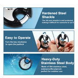 DAYGOS Heavy Duty Padlock with 8 Keys, 70mm Disc Keyed Lock for Storage Shed, Garage, Storage Lockers, Sliding Doors, Tool Box, and Cabinets (4 Pack Keyed-Alike, 3/8-Inch Shackle, Rubber Bumper)