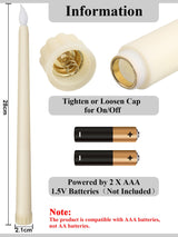 Funtery 48 Pcs Flameless LED Taper Candles 11 Inch Battery Operated Candles Bulk LED Candlesticks Fake Candle Flickering Flames for Christmas Church Wedding Party (Ivory, Classic)