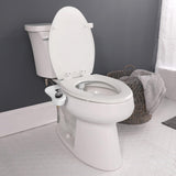 Bio Bidet SlimEdge Bidet Attachment for Toilet, Non Electric, Dual Nozzles for Front and Rear Cold Water Wash, Adjustable Water Pressure, White