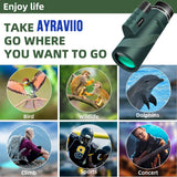 Birthday Gifts for Men Dad Him Husband Teen, 10x42 Compact Monocular Telescope, High Powered FMC & BAK4 Scope, Gifts for Christmas, Outdoors Survival Hiking Gear for Adventure