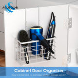 Agotglmi Hair Tool Organizer, Dryer Holder, 3 in 1 Blow Bathroom Organizer Wall Mounted/Cabinet Door for Flat Iron, Curling Straightener, Care & Styling Tools Storage Basket (White)