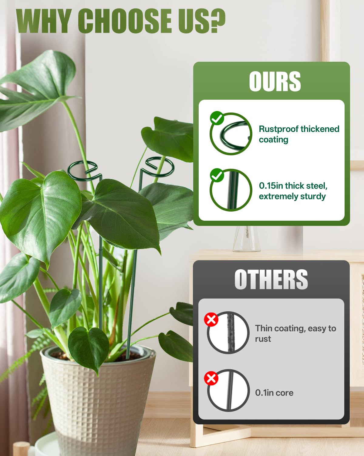 12 Pack 36 Inch Plant Support Stakes for Outdoor Plants and Indoor Flowers