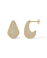 PAVOI CZ Chunky Statement Drop Earrings for Women, 925 Silver, Yellow Gold