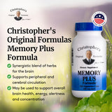 Christopher's Original Formulas Memory Plus Herbal Blend - Brain Supplements for Memory & Focus - Supports Cognitive Function, Energy, & Alertness