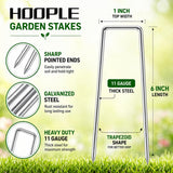 HOOPLE 200Pack 6 Inch 11 Gauge Galvanized Landscape Staples,Stakes for Outdoor Decorations, Anti-Rust Staples for Weed Barrier Fabric, U-Shaped Tent Stakes (200)