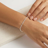 TOPCRED 925 Sterling Silver 3mm Figaro Chain Bracelet for Women 7 Inches