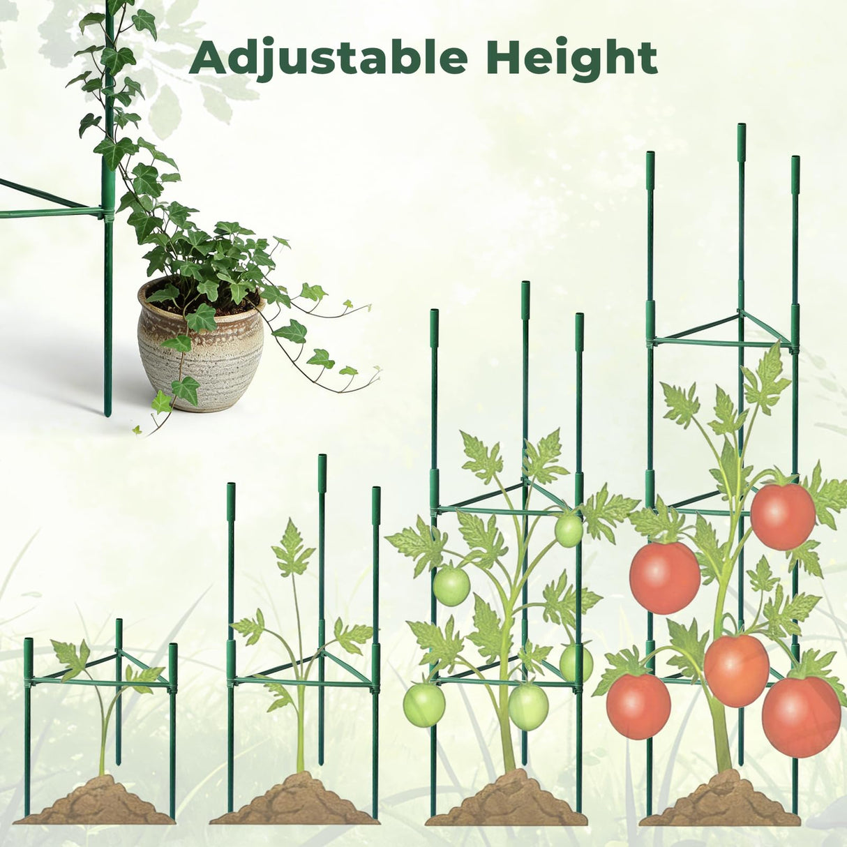 SDLDEER 6 Pack 48in Adjustable Metal Tomato Cages for Garden