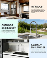 OWOFAN Kitchen Faucets, Brushed Nickel Kitchen Sink Faucet with Pull Down Sprayer Single Handle with Deck Plate Stainless Steel, Suitable for Farmhouse Camper Laundry Rv Bar - OWOFAN 9009SN