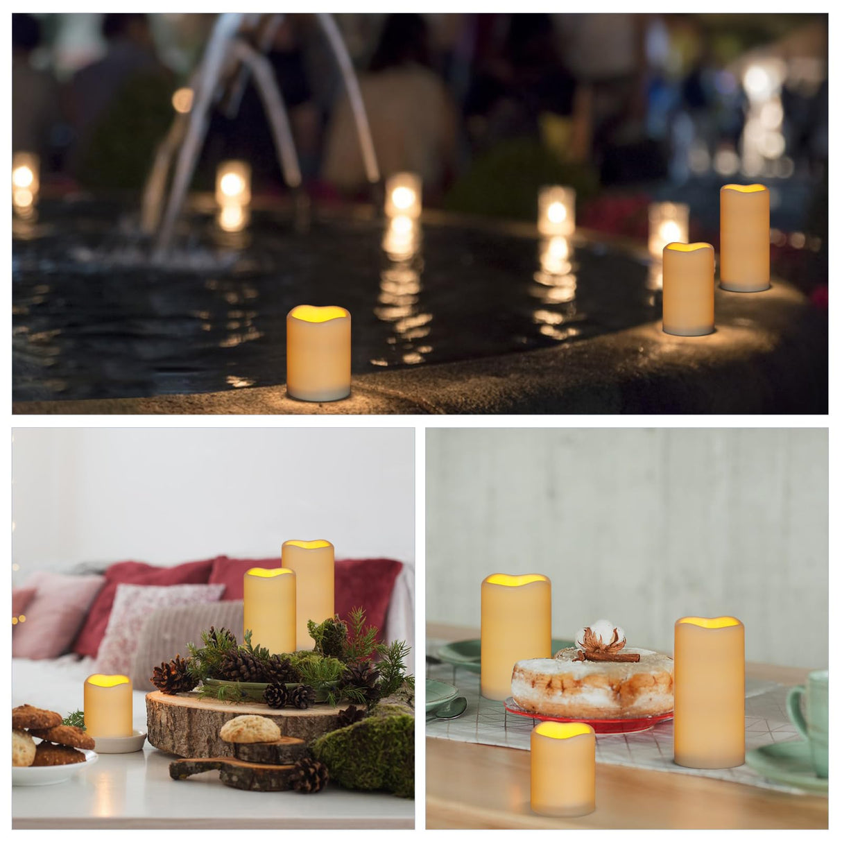 Artmarry Flameless Candles 4" 5" 6" Set of 9 Ivory Waterproof Pillars 3" Diameter Battery Operated Flickering Candles Include 10-Key Remote Timer Function 400+ Hours by 2 AA Batteries (9 Pack)