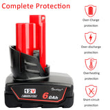 waitley 2 Pack 12V 6A Replacement Battery Compatible with Milwaukee 12V Power Tools (Not Made in Milwaukee)
