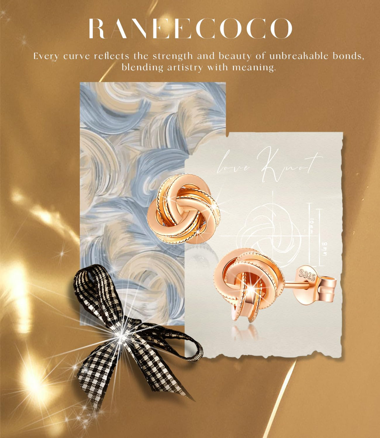 Gold Plated Sterling Silver Studs Love Knot Earrings For Women | Hypoallergenic & Nickle Free Jewelry for Sensitive Ears (8, white-gold-plated-silver)