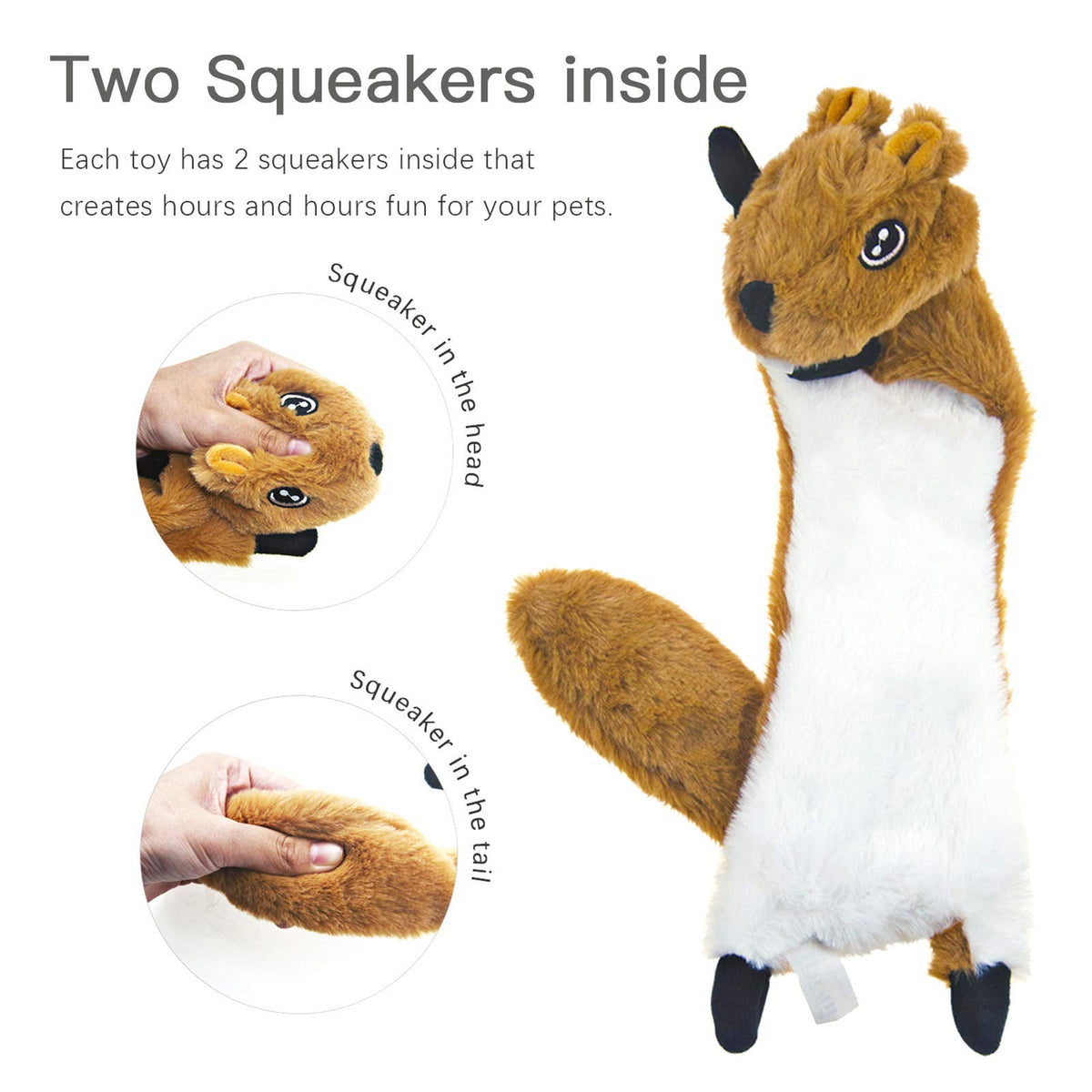 SHARLOVY Dog Squeaky Toys 5 Pack, Pet Crinkle Toy No Stuffing Animals Plush