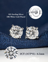 IMOLOVE Moissanite Stud Earrings with 0.6ct-3ct D Color Round Cut Lab Created Diamond Earrings in Sterling Silver with 18K White Gold Plated for Women Men-2