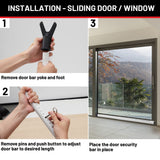 Door Security Bar 2 Pack, Heavy Duty Metal Door Stoppers, 2 in 1 Adjustable Door Jammer 18-51 Inch for Hinged & Sliding Patio Doors, Large Non-Slip Base for Apartment Home Travel Hotel Dorm