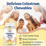 Bovine Colostrum Chews Supplement with 60% IgG for Humans Women Men Kids- for Immune, Gut, Bone, Joint, Cognitive, Overall Growth, from Grass-Fed Cows & Vanilla Flavor, 60 Soft Chews