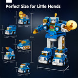 hahaland 5 Year Old Boy Birthday Gift - STEM Toys for Ages 5-7, Toy for 5 6 Year Old Boy, 5 in 1 Building Take Apart Trucks Transform to Robot, Boys Toys Stocking Stuffers Christmas Grandkids Gifts