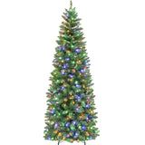 Hykolity 6ft Prelit Pencil Slim Christmas Tree with 200 Color Changing LED Lights, 544 Branch Tips, Metal Stand and Hinged Branches, 10 Color Modes