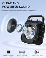 CYY Karaoke Machine, Portable Bluetooth Speaker with 2 Wireless Microphones