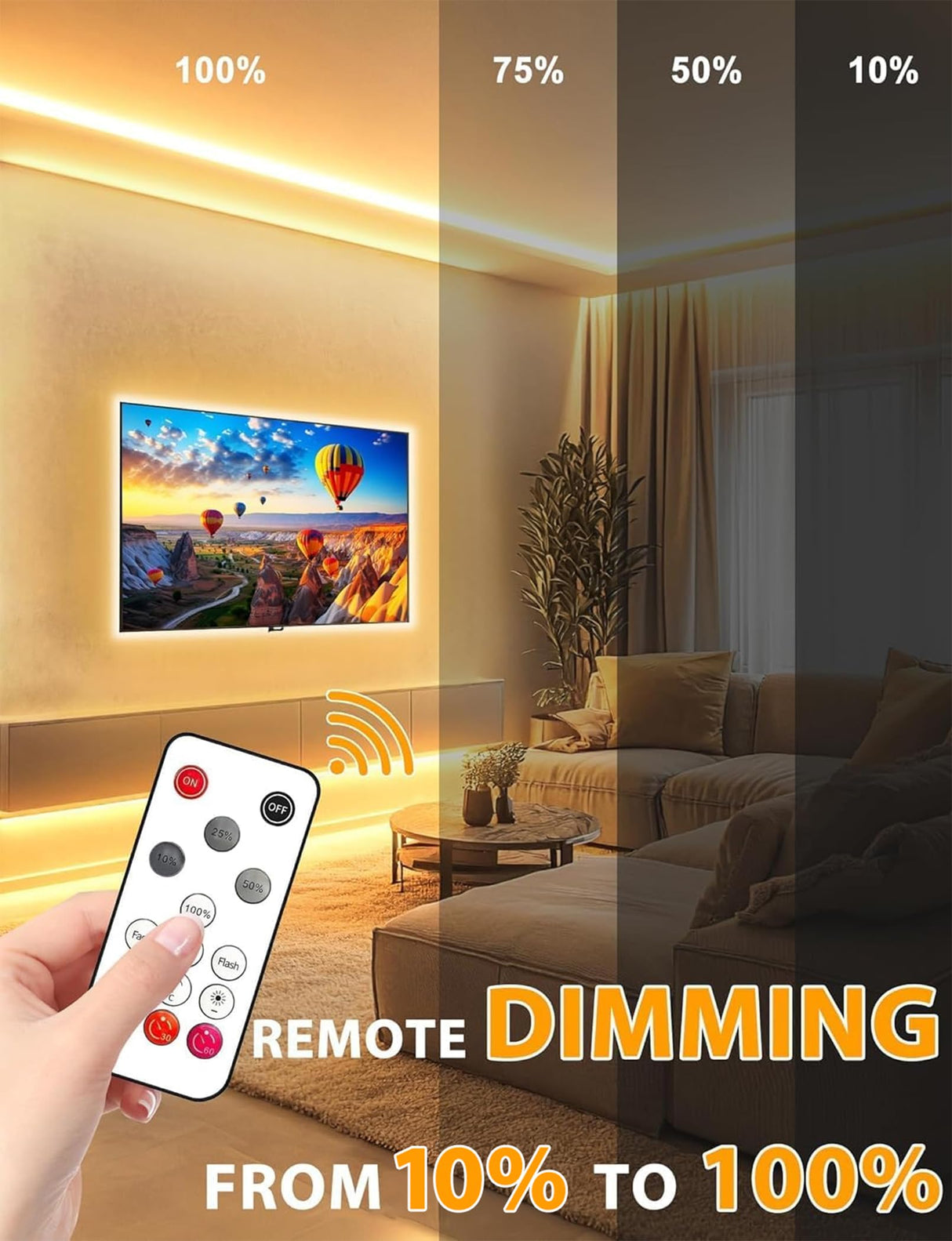 Lamomo COB LED Strip Lights Pro, 16.4Ft Warm White Dimmable Self-Adhesive Led Rope Light with Remote, Flexible Cuttable Waterproof 3000K Silicone Neon Tape Lights for Bedroom, Indoor, Outdoor,Cabinet