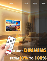 Lamomo COB LED Strip Lights Pro, 16.4Ft Warm White Dimmable Self-Adhesive Led Rope Light with Remote, Flexible Cuttable Waterproof 3000K Silicone Neon Tape Lights for Bedroom, Indoor, Outdoor,Cabinet