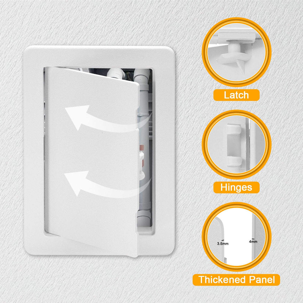 Suteck Plumbing Access Panel for Drywall Ceiling 16 x 16 Inch Reinforced Plastic Wall Access Doors Removable Hinged White
