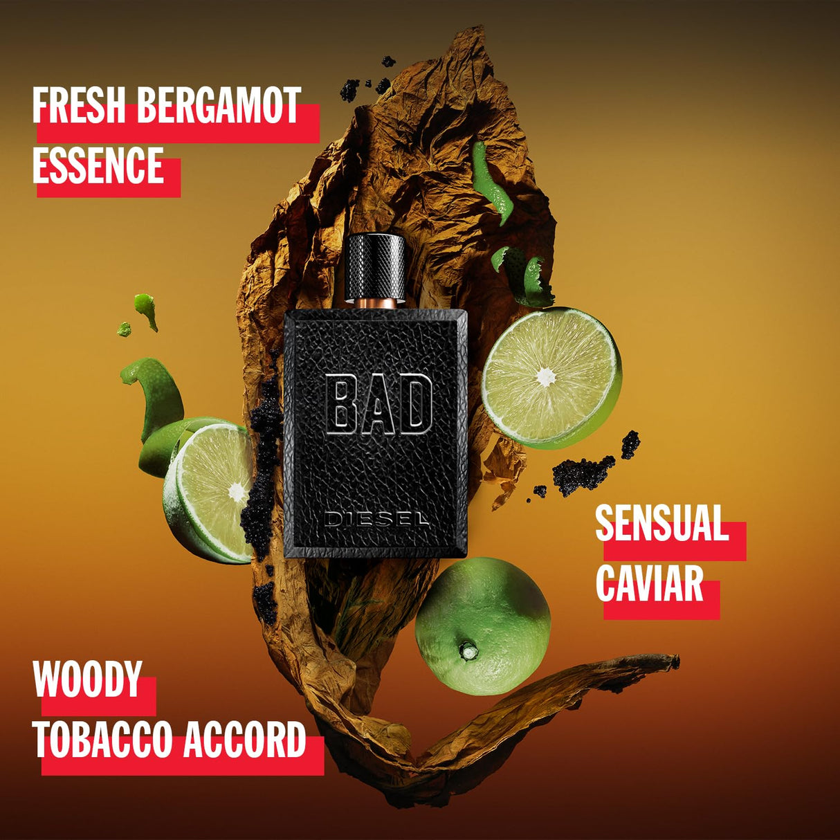 Diesel Bad, Eau de Toilette for Men, Woody Scent With Notes of Bergamot, Caviar & Tobacco, 1.7 Fl.Oz.