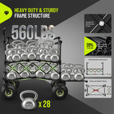 HIKEMOON Double Decker Collapsible Tailgate Wagon, Balloon Wheels, Black