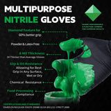 FINITEX Heavy Duty Black Industrial Nitrile Disposable Gloves - 100PCS 8Mil Latex-free Powder-free 3D Diamond Mechanic Gloves (Large)