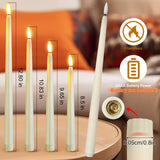 Rossesay 24 Pcs Flameless LED Taper Candles Battery Operated Candles 8.58'', 9.69'', 10.98'', 12.91'', 12.8'' Flameless Candlesticks Flickering for Halloween Christmas Church Wedding(Ivory)