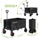 Blomoba Collapsible Wagon Cart with Wheels, 330lbs Heavy Duty Wagon, Black