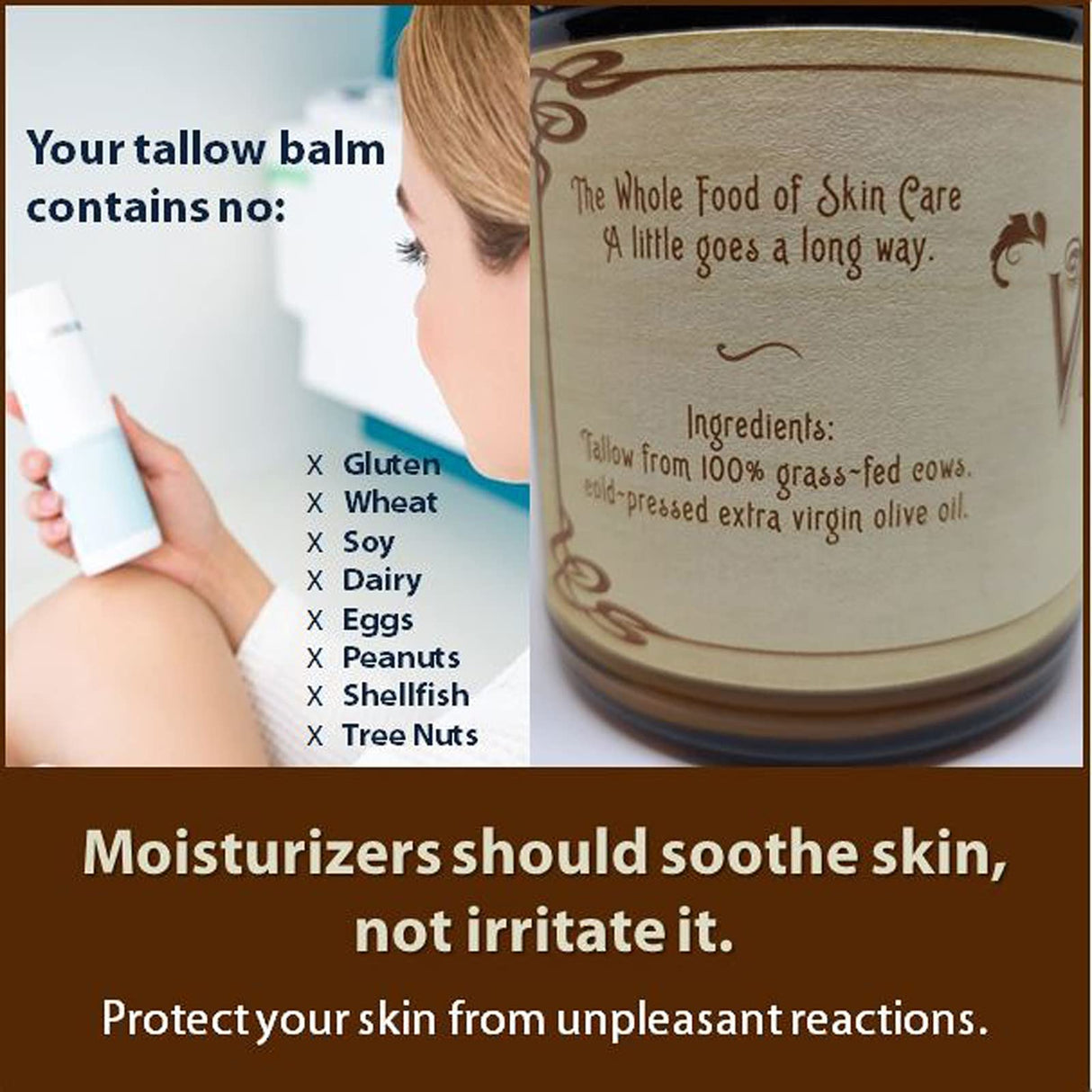 Vintage Tradition Beef Tallow All Purpose Balm - Healing, Hydrating Men’s Skin Care Salve Replaces Body Lotion, Hand Cream, More - Essential Oil, Olive Oil, and Grass-Fed Tallow, 2 fl. oz.