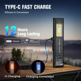 RECHOO Flat EDC Flashlight Rechargeable, 8-Mode Slim Pocket Flashlight with Magnetic Base & Clip, Lightweight Mini Rechargeable Flashlights for Everyday Carry, Working, Camping, Car Repair & Emergency