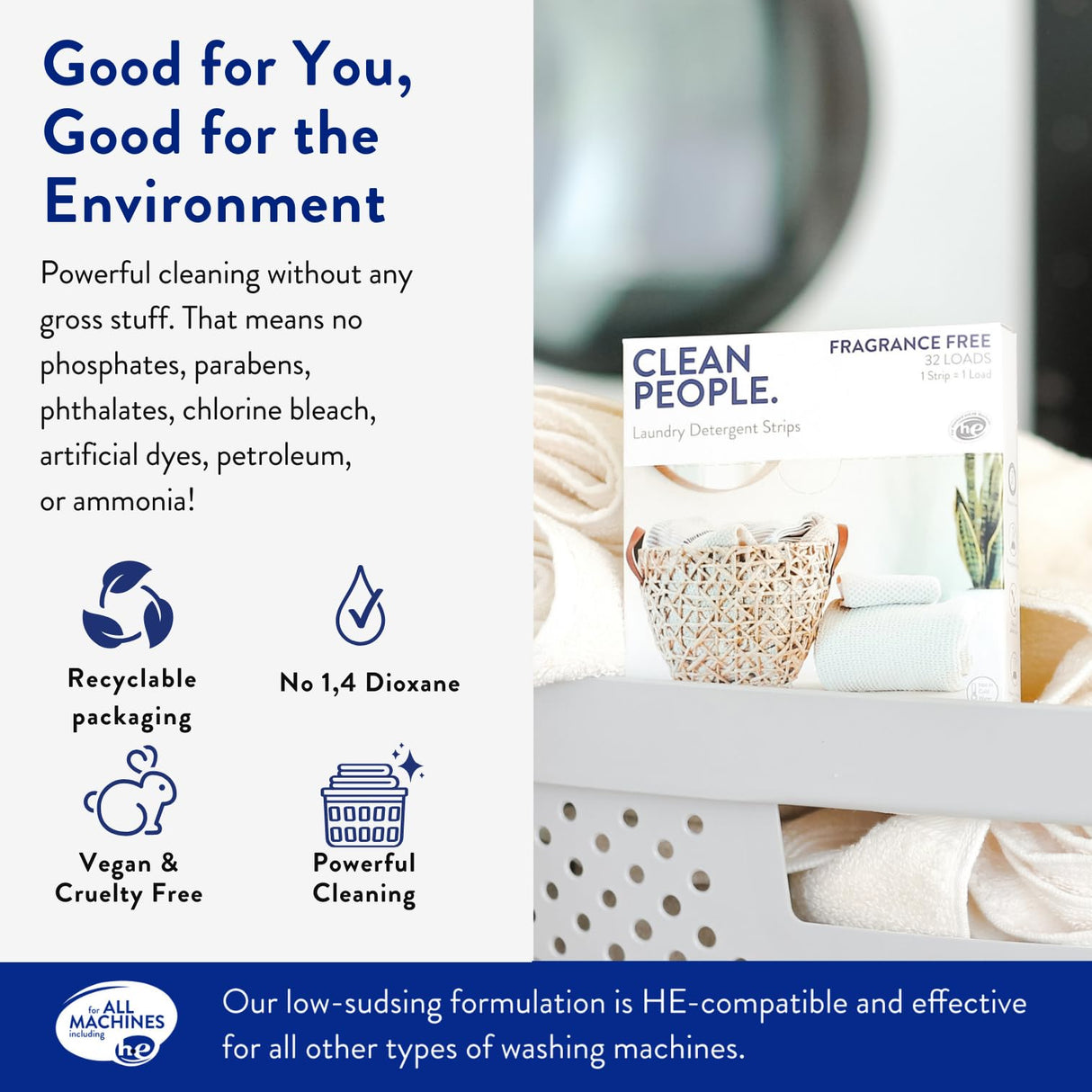 The Clean People Laundry Detergent Sheets - Laundry Soap - Ultra Concentrated, Recyclable Packaging, Stain Fighting - Fresh Scent, 192 Pack