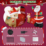 GIFTFIND 7Ft Christmas Inflatable Santa Clau Built-in LED Lights, Outdoor Decoration Santa with Reindeer and Christmas Ball Blow Ups, Holiday Xmas Inflatables Decor for Lawn Yard Garden Outhouse Party