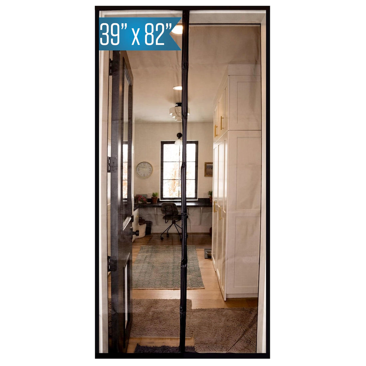 Fenestrelle Magnetic Screen Door – Heavy Duty, Hands Free Fiberglass Mesh with Self Closing Magnetic Seal, White Trim – Fits 34" x 80" Doors (Screen Size 36" x 82")