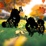 Pomeranian Metal Decorative Garden Stakes for Memorial Yard Art, Lawn Ornaments, Outdoor Decor 2 PCS