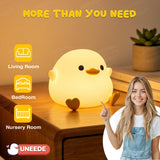 UNEEDE LED Cute Bean Duck Night Light, DoDo Duck Silicone Nursery Night Light Squishy Dimmable Rechargeable Table Bedside Lamp with Touch Sensor for Bedrooms, Living Room Unique Dorm Decor Gift Toy